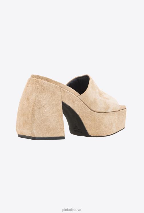 sandalai | DH06P1115 aukšti zomšiniai mulai Pinko smėlio spalvos-šviesiai taupe