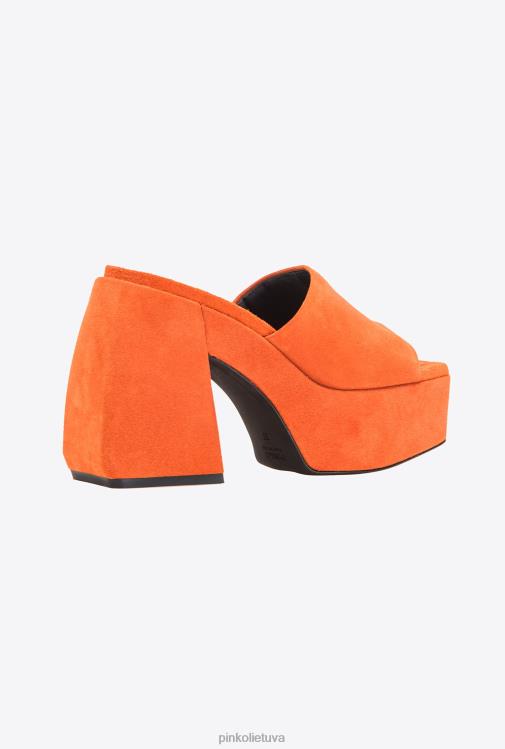 sandalai | DH06P1116 aukšti zomšiniai mulai Pinko ryškiai oranžinė