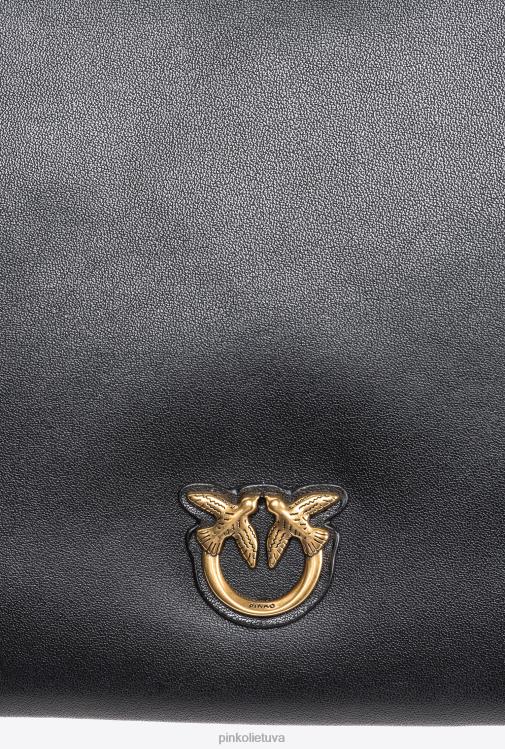 kryžminiai krepšiai | DH06P1184 klasikinis plokščias meilės krepšys Pinko juodas-antikvarinis auksas