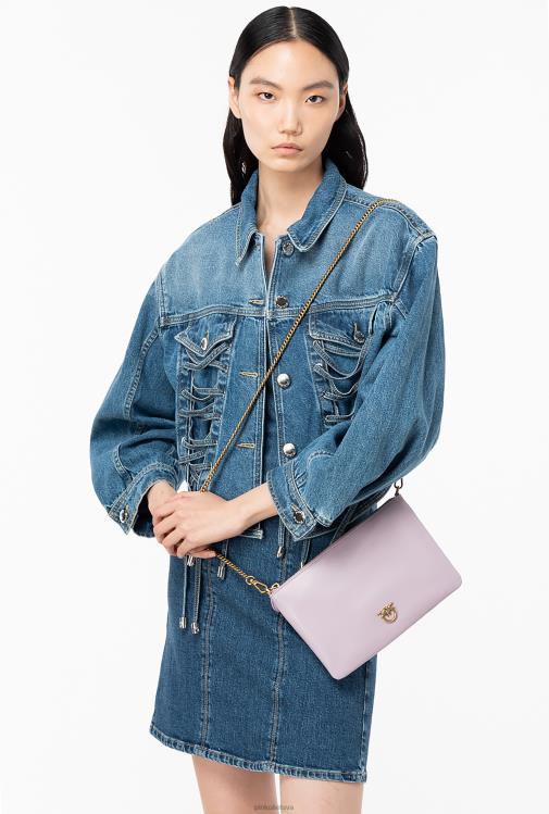 kryžminiai krepšiai | DH06P1185 klasikinis plokščias meilės krepšys Pinko vilkdalgis-senovinis auksas