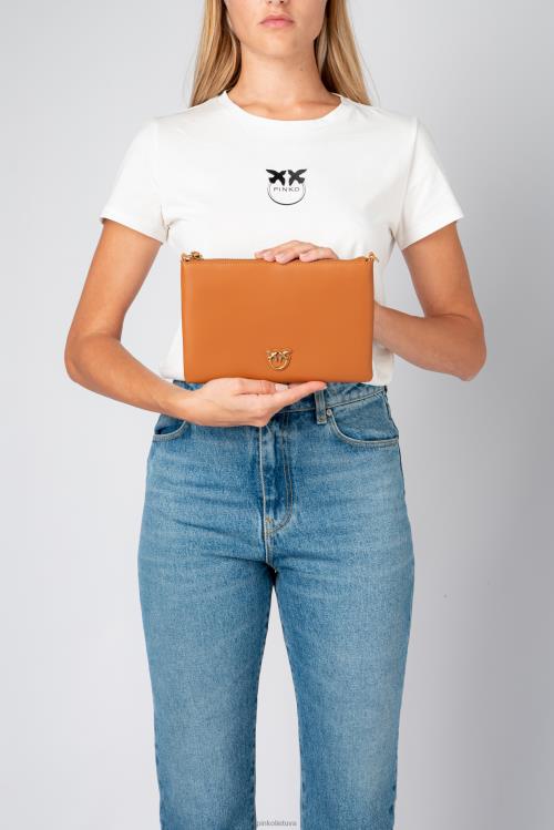 kryžminiai krepšiai | DH06P1191 plokščias meilės krepšys tiesiog Pinko konjako-senovinio aukso