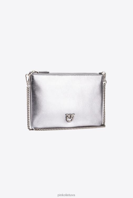 kryžminiai krepšiai | DH06P1195 folija klasikinis plokščias meilės krepšys Pinko sidabras-senas sidabras