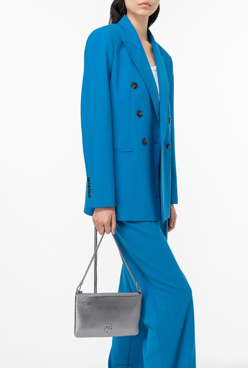 kryžminiai krepšiai | DH06P1195 folija klasikinis plokščias meilės krepšys Pinko sidabras-senas sidabras