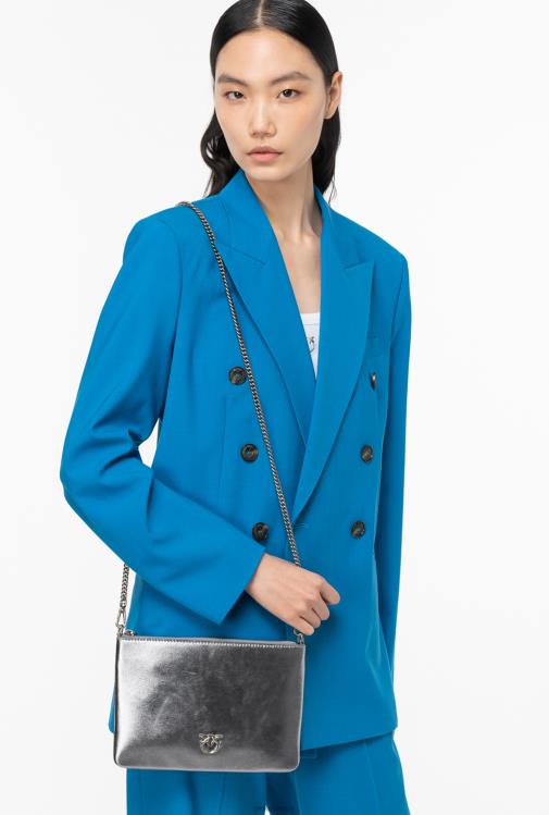 kryžminiai krepšiai | DH06P1195 folija klasikinis plokščias meilės krepšys Pinko sidabras-senas sidabras