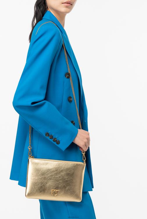 kryžminiai krepšiai | DH06P1196 folija klasikinis plokščias meilės krepšys Pinko senovinis auksas