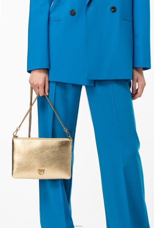 kryžminiai krepšiai | DH06P1196 folija klasikinis plokščias meilės krepšys Pinko senovinis auksas