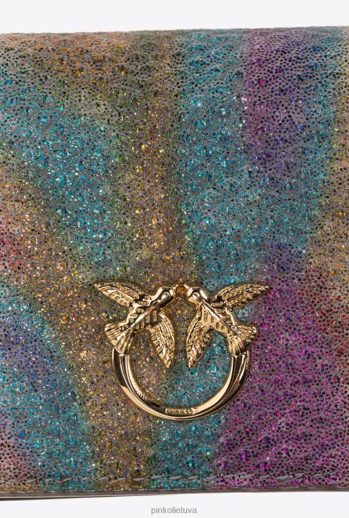 microlove maišeliai | DH06P1165 galleria įvairiaspalvė roplio odos pečių juosta kortelių laikiklis Pinko įvairiaspalvis blizgus auksas