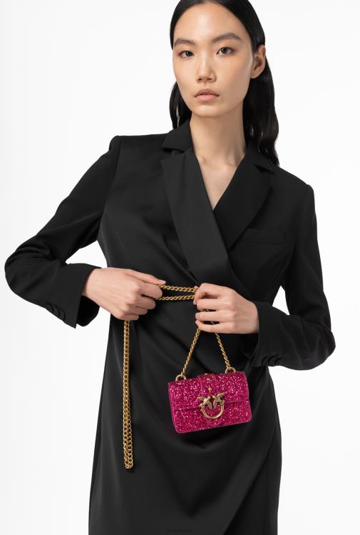 microlove maišeliai | DH06P1209 mikro meilės krepšys grūdėtas blizgučiai Pinko rožinis-senovinis auksas