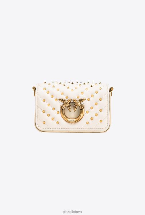 microlove maišeliai | DH06P1217 mikro meilės krepšio paspaudimo ševrono smeigės Pinko baltas antikvarinis auksas