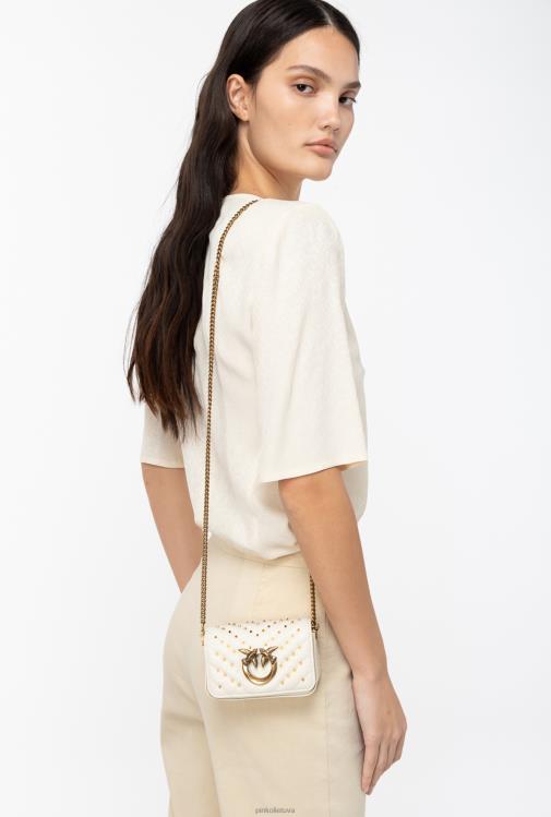 microlove maišeliai | DH06P1217 mikro meilės krepšio paspaudimo ševrono smeigės Pinko baltas antikvarinis auksas