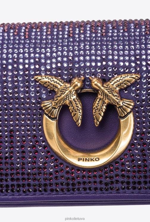 microlove maišeliai | DH06P1218 mikro meilės krepšys spustelėkite pilnas kalnų krištolas Pinko plumeria violetinis-senovinis auksas