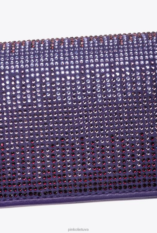 microlove maišeliai | DH06P1218 mikro meilės krepšys spustelėkite pilnas kalnų krištolas Pinko plumeria violetinis-senovinis auksas