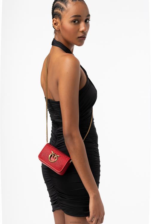 microlove maišeliai | DH06P1219 mikro meilės krepšys spustelėkite pilnas kalnų krištolas Pinko granato raudonumo-antikvarinis auksas