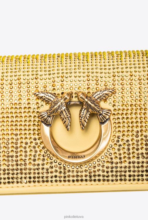 microlove maišeliai | DH06P1220 mikro meilės krepšys spustelėkite pilnas kalnų krištolas Pinko vandeningas geltonas-antikvarinis auksas