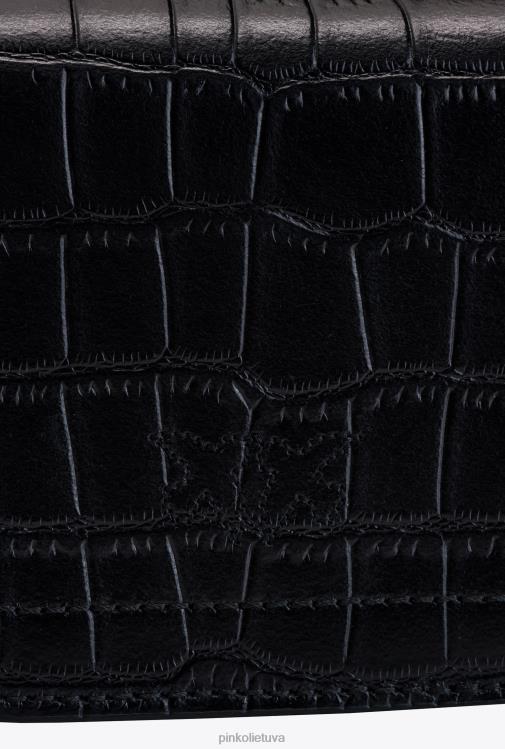 microlove maišeliai | DH06P1236 mikro meilės krepšys bell croco Pinko juodas-antikvarinis auksas