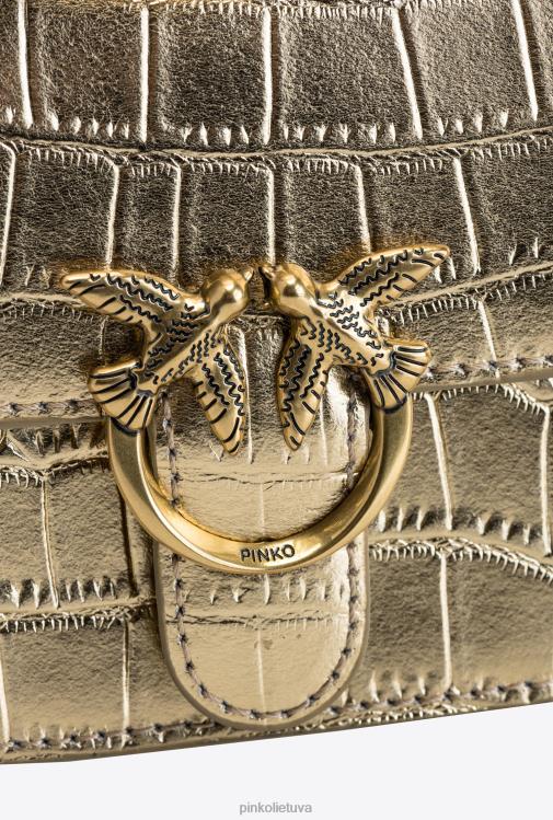 microlove maišeliai | DH06P1237 mikro meilės krepšys bell croco Pinko senovinis auksas