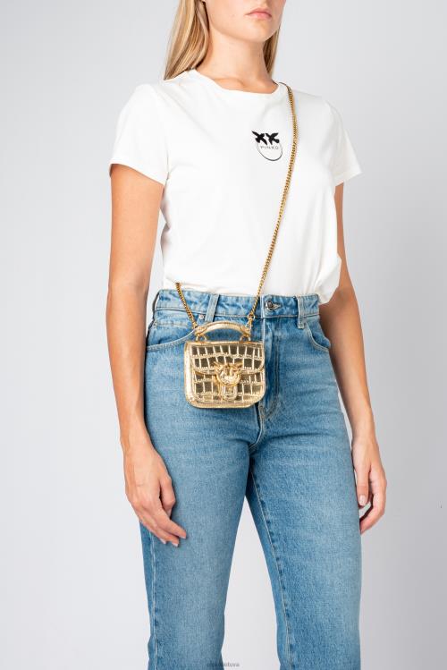 microlove maišeliai | DH06P1237 mikro meilės krepšys bell croco Pinko senovinis auksas