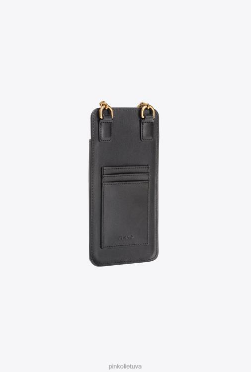 microlove maišeliai | DH06P1238 odinis išmaniojo telefono laikiklis Pinko juodas-antikvarinis auksas