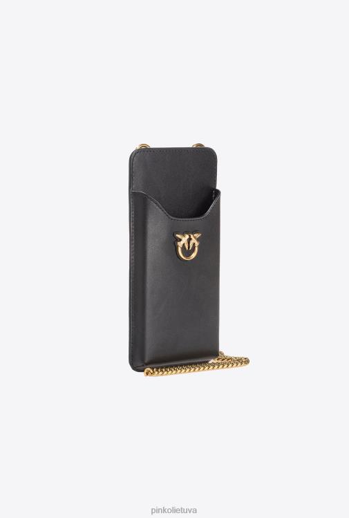 microlove maišeliai | DH06P1238 odinis išmaniojo telefono laikiklis Pinko juodas-antikvarinis auksas