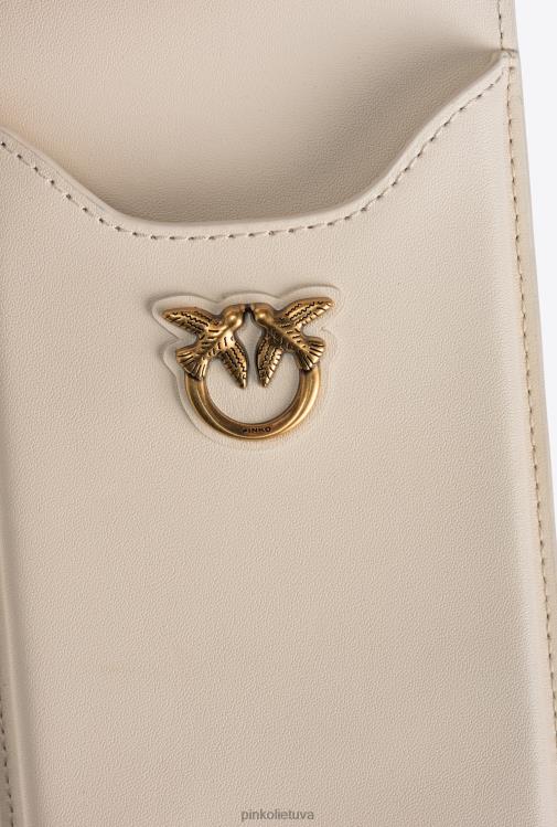 microlove maišeliai | DH06P1240 odinis išmaniojo telefono laikiklis Pinko baltas antikvarinis auksas