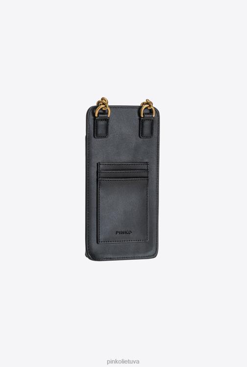 microlove maišeliai | DH06P1241 odinis išmaniojo telefono laikiklis Pinko juodas-antikvarinis auksas
