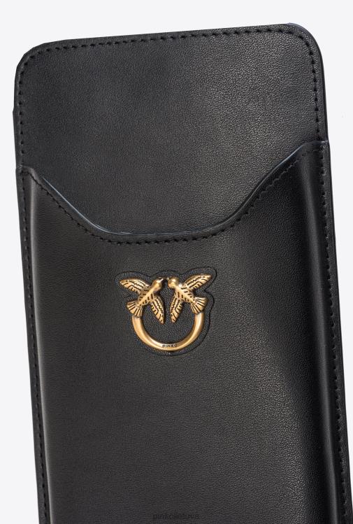 microlove maišeliai | DH06P1241 odinis išmaniojo telefono laikiklis Pinko juodas-antikvarinis auksas