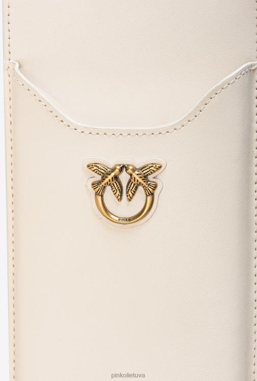 microlove maišeliai | DH06P1242 odinis išmaniojo telefono laikiklis Pinko baltas antikvarinis auksas