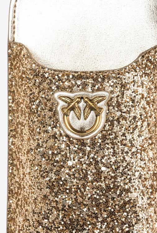 microlove maišeliai | DH06P1244 blizgantis išmaniojo telefono laikiklis Pinko senovinis auksas