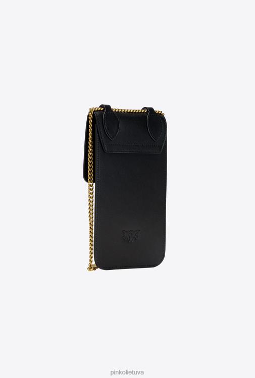 microlove maišeliai | DH06P1246 odinis išmaniojo telefono laikiklis Pinko juodas-antikvarinis auksas