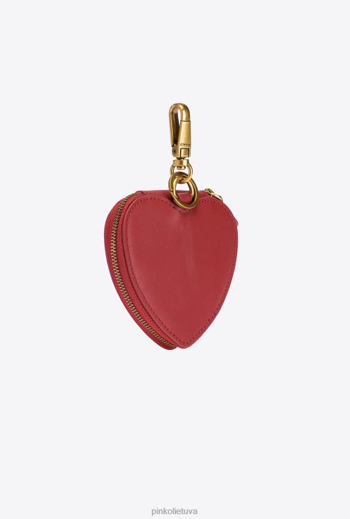 microlove maišeliai | DH06P1249 širdies formos žavesys su veidrodžiu Pinko rubino raudonumo – antikvarinis auksas