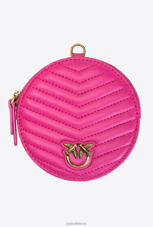 microlove maišeliai | DH06P1253 karoliai mini meilės krepšys chevron Pinko fuksijos – antikvarinis auksas