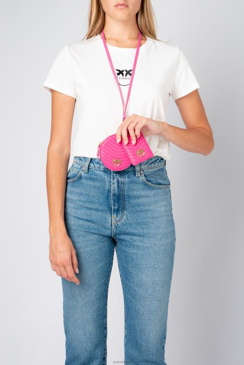 microlove maišeliai | DH06P1253 karoliai mini meilės krepšys chevron Pinko fuksijos – antikvarinis auksas