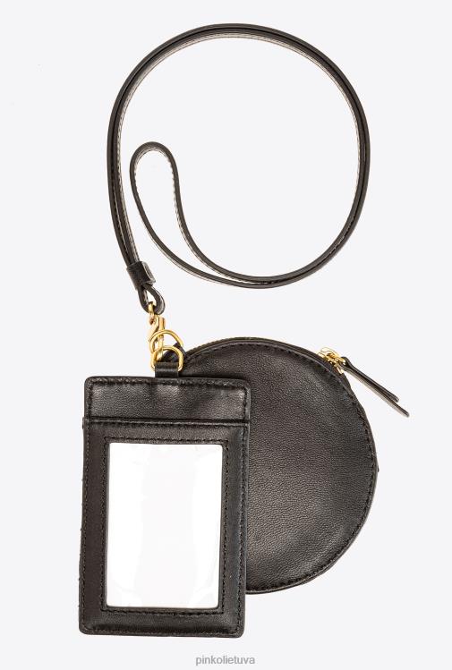 microlove maišeliai | DH06P1254 karoliai mini meilės krepšys chevron Pinko juodas-antikvarinis auksas