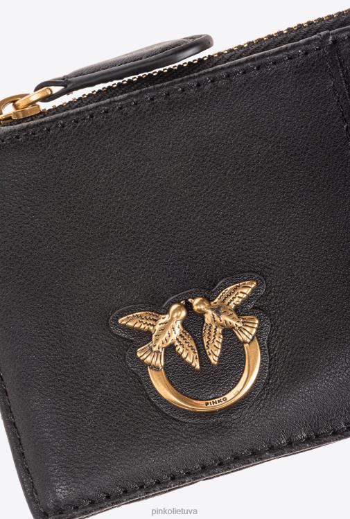 sankabos krepšiai | DH06P1162 kortelių laikiklis su užtrauktuku ševrono raštais Pinko juodas-antikvarinis auksas