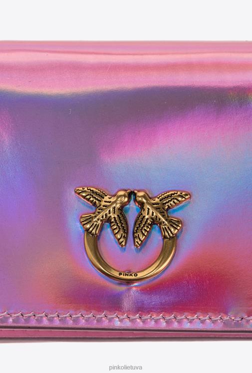 sankabos krepšiai | DH06P1177 Galleria vaivorykštė kortelių laikiklis per petį Pinko vaivorykštis rožinis-antikvarinis auksas