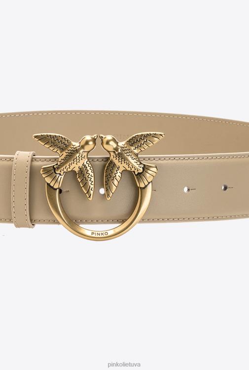 diržai | DH06P1017 meilės paukščių odinis diržas Pinko smėlis-senovinis auksas