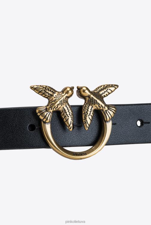 diržai | DH06P1051 meilės paukščių diržas su grandinėle Pinko juodas-antikvarinis auksas