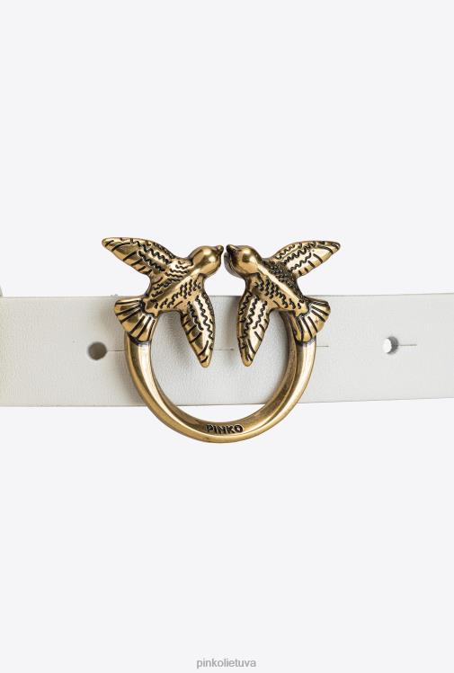 diržai | DH06P1052 meilės paukščių diržas su grandinėle Pinko baltas antikvarinis auksas