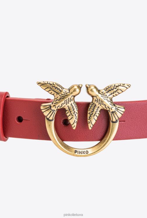 diržai | DH06P1058 meilės paukščių diržas su didele grandine Pinko rubino raudonumo – antikvarinis auksas