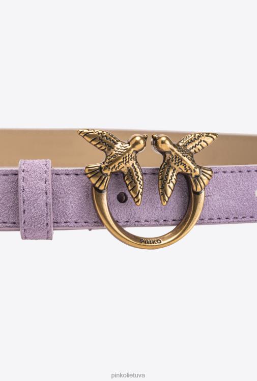 diržai | DH06P979 meilės paukščiai plonas zomšinis diržas Pinko vilkdalgis-senovinis auksas