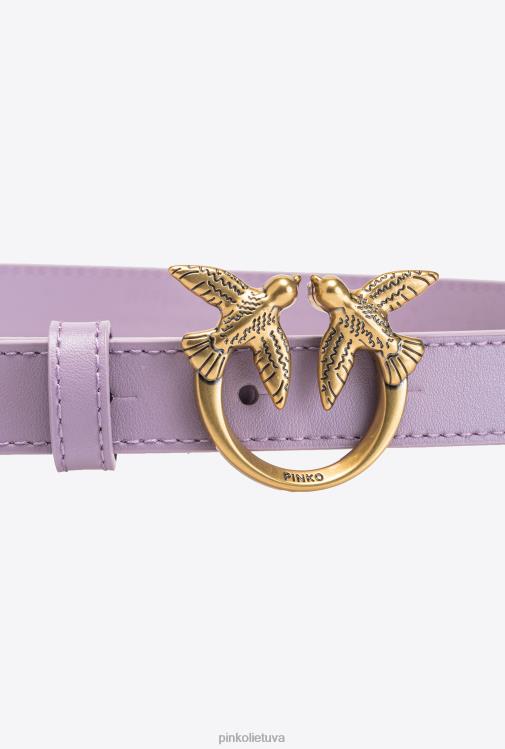 diržai | DH06P981 meilės paukščių plonas odinis diržas Pinko vilkdalgis-senovinis auksas