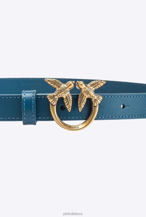 diržai | DH06P982 meilės paukščių plonas odinis diržas Pinko žalsvai melsvai antikvarinis auksas
