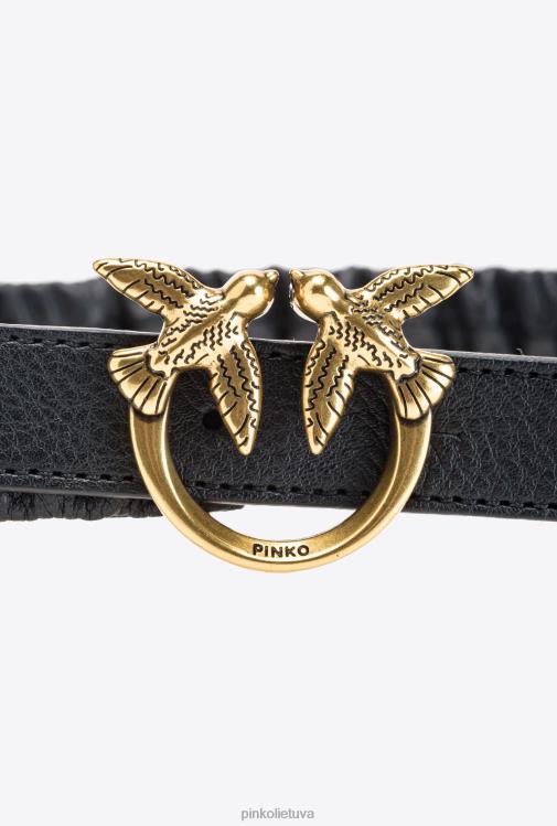 diržai | DH06P988 plonas meilės paukščių diržas su surinkimu Pinko juodas-antikvarinis auksas