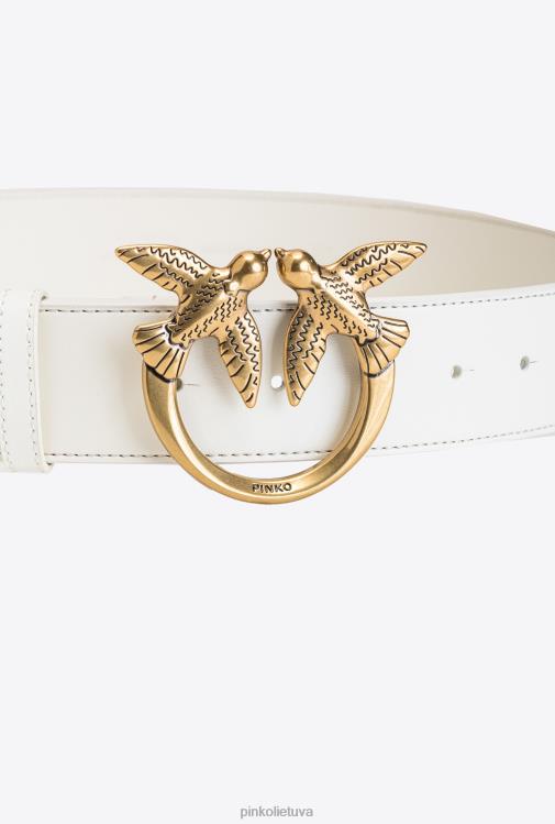diržai | DH06P993 meilės paukščių odinis diržas Pinko baltas antikvarinis auksas