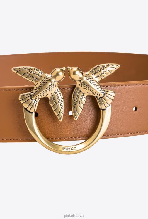 diržai | DH06P994 meilės paukščių odinis diržas Pinko konjako-senovinio aukso