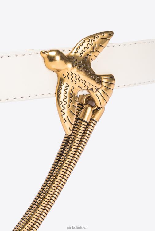 diržai | DH06P999 meilės paukščių diržas su grandinėle Pinko baltas antikvarinis auksas