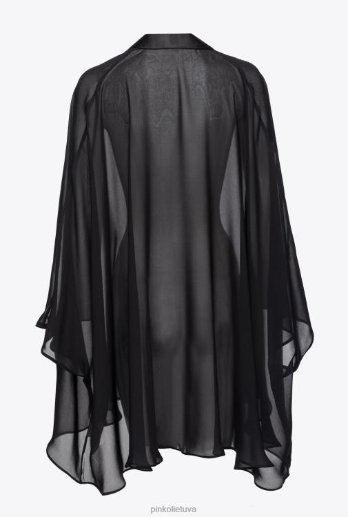 gūžteli pečiais | DH06P1265 šifonas gūžteli pečiais Pinko limuzinas juodas