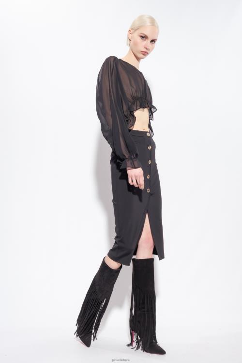 gūžteli pečiais | DH06P625 susiraukšlėjęs pečiais Pinko limuzinas juodas