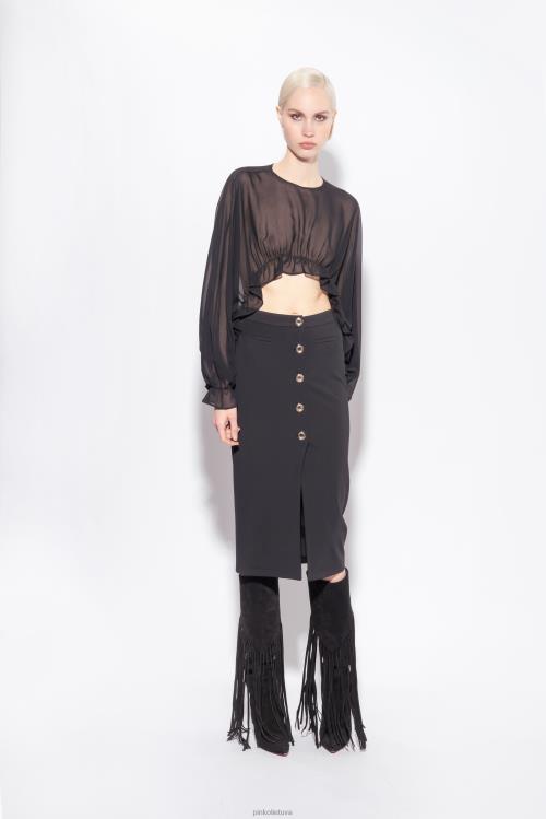 gūžteli pečiais | DH06P625 susiraukšlėjęs pečiais Pinko limuzinas juodas