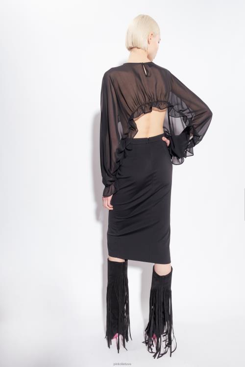 gūžteli pečiais | DH06P625 susiraukšlėjęs pečiais Pinko limuzinas juodas